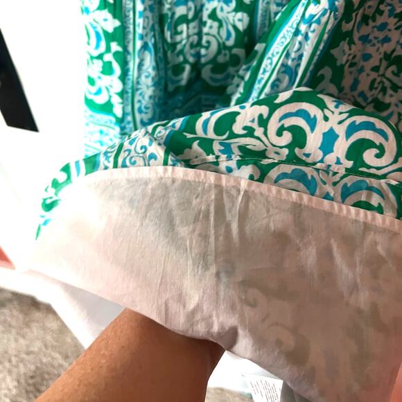 Talbots Cotton Medallion Tiles Halter Midi Dress Blue Green SZ 20 - Picture 10 of 10